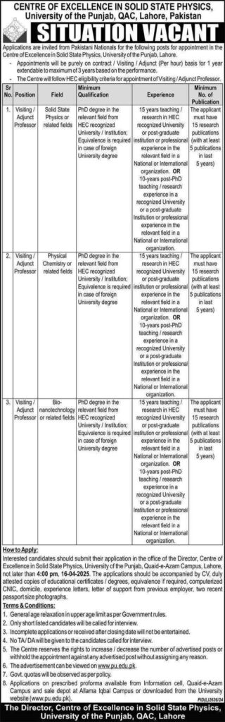 Jobs at the University Of Punjab - UOP 2025