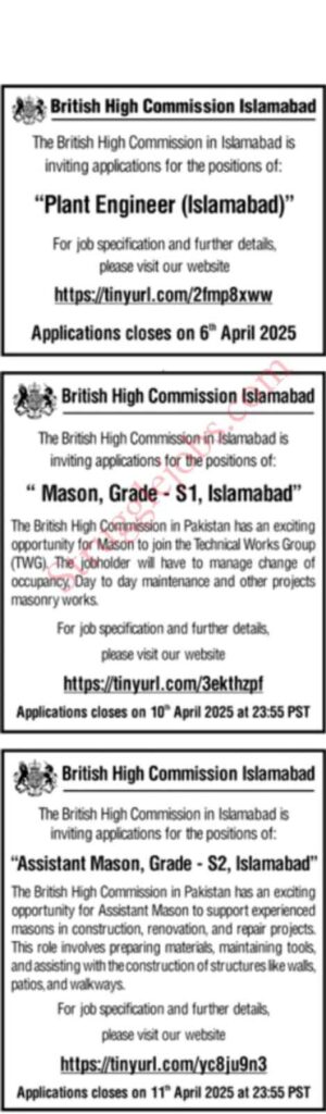 British High Commission Jobs In Islamabad, 2025