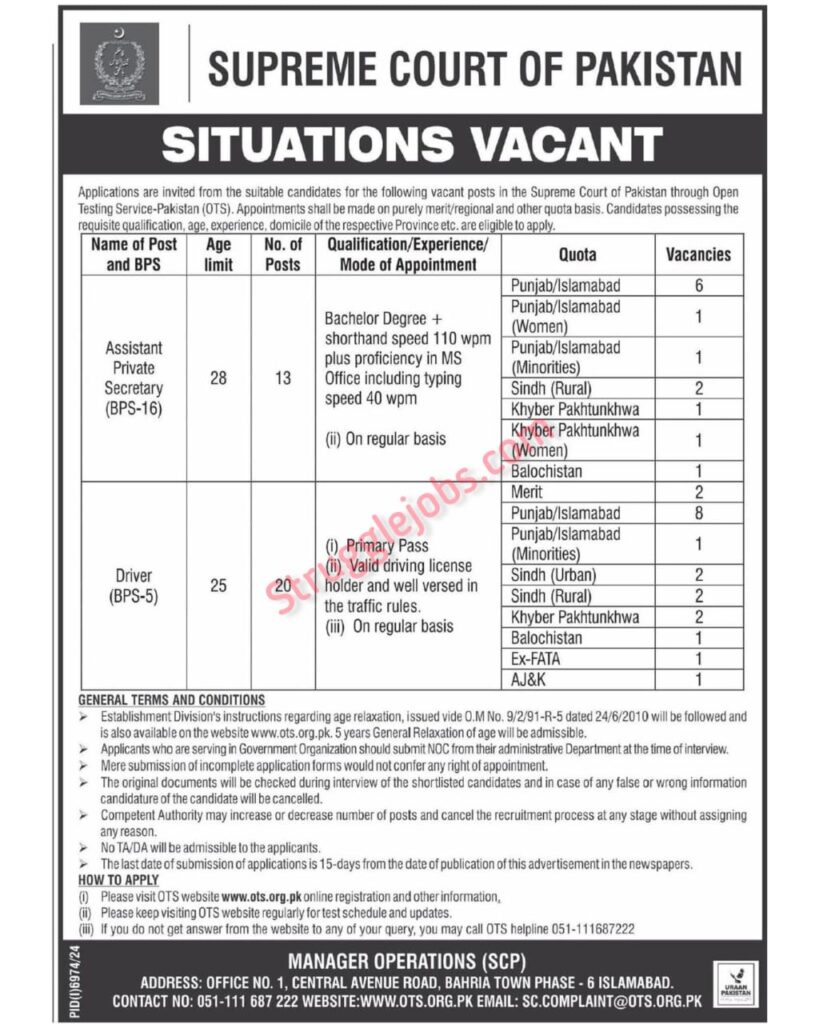 Supreme Court of Pakistan Jobs 2025—Apply Now for Multiple Vacancies