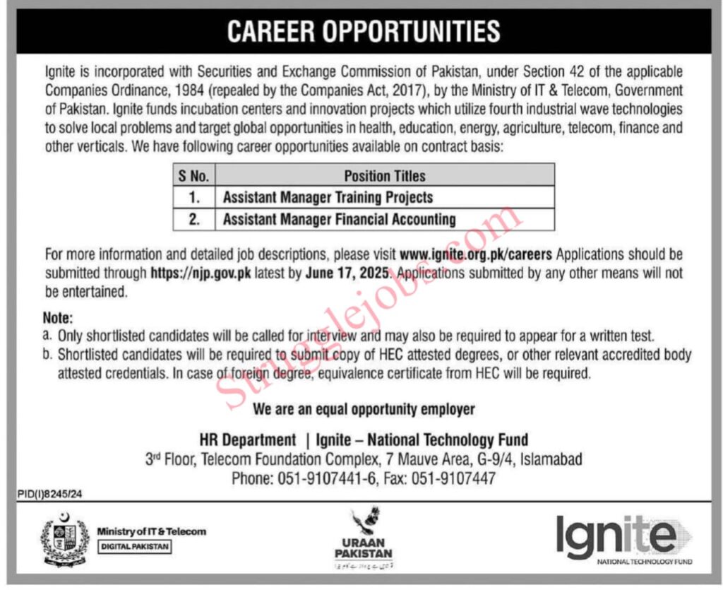 Jobs in Ignite National Technology Fund in Islamabad