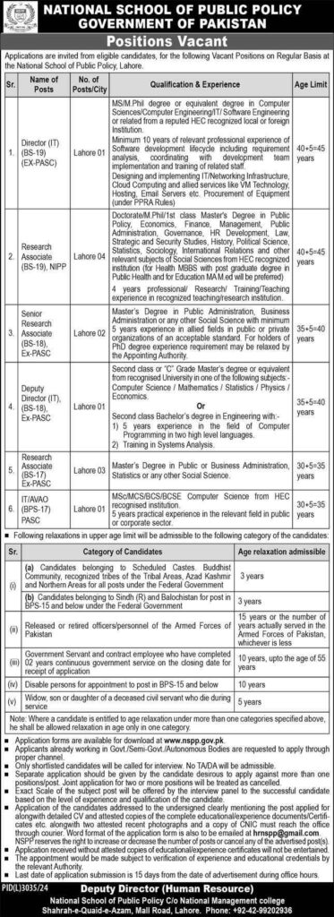 National school of public policy Jobs Opportunity at Lahore