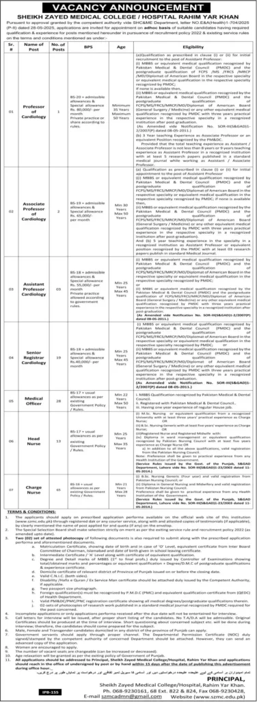 Jobs Opportunities at Sheikh Zayed Hospital 2025 – Online Apply
