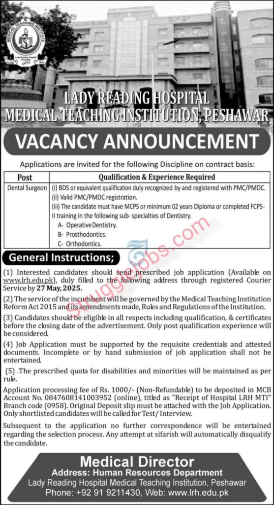 Exciting Jobs Opportunity at LRH Peshawar – Apply Now!