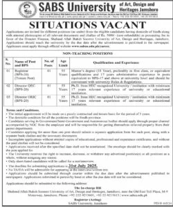 Jobs in SABS University of Art Design and Heritages
