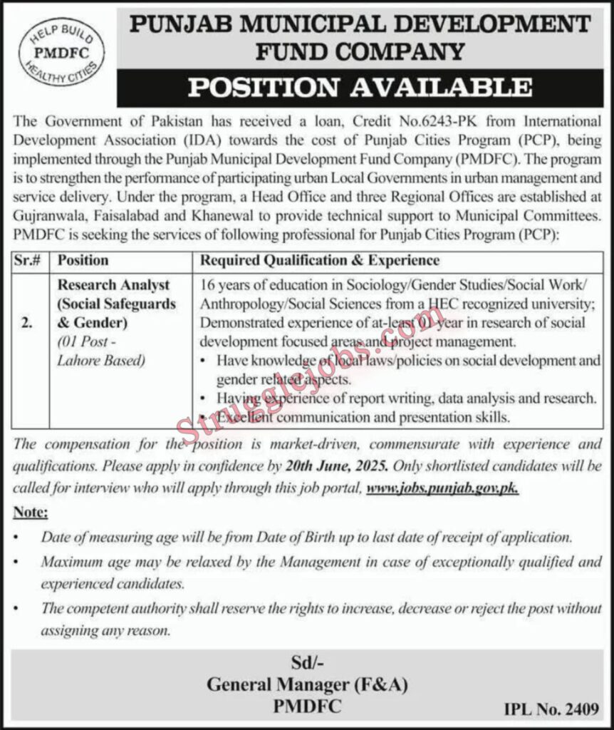 PMDFC Jobs Opportunity in Punjab