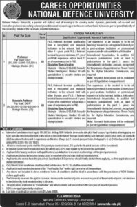 Jobs Opportunities at National Defence University (NDU) Islamabad 2025