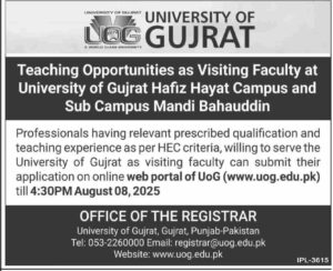 Jobs in University of Gujrat