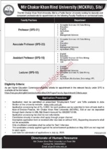 Mir Chakar Khan Rind University Jobs