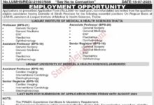 LUMHS Jamshoro Jobs in Sindh