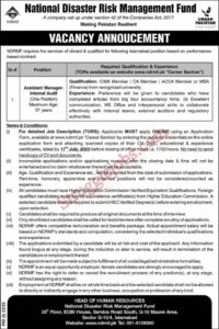 NDRMF Jobs in Islamabad Apply for Assistant Manager Internal Audit