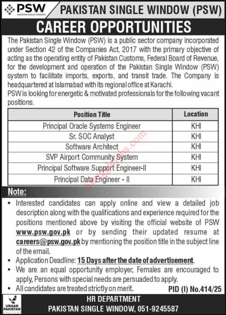 Latest Jobs in Pakistan Single Window