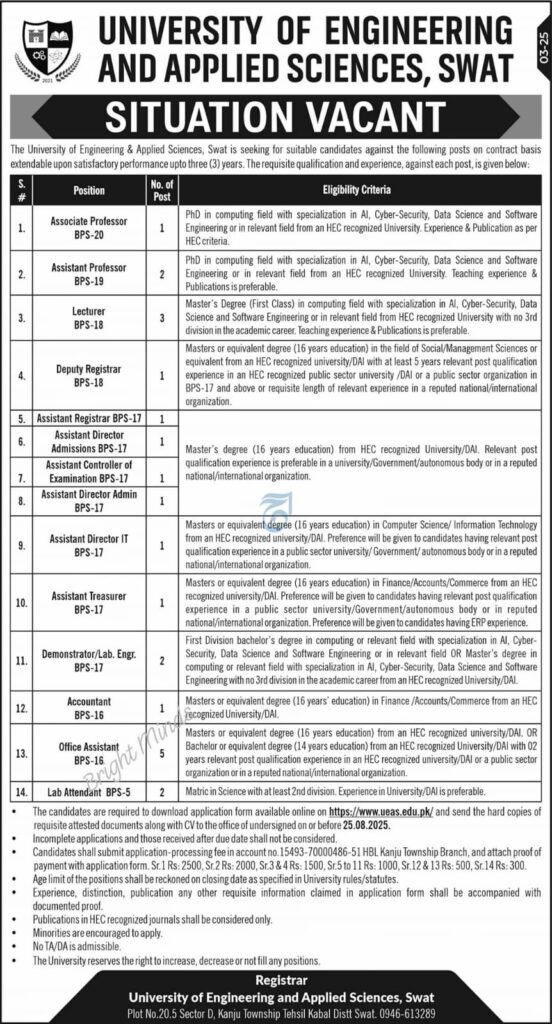 Associate Professor jobs in UEAS Sawat