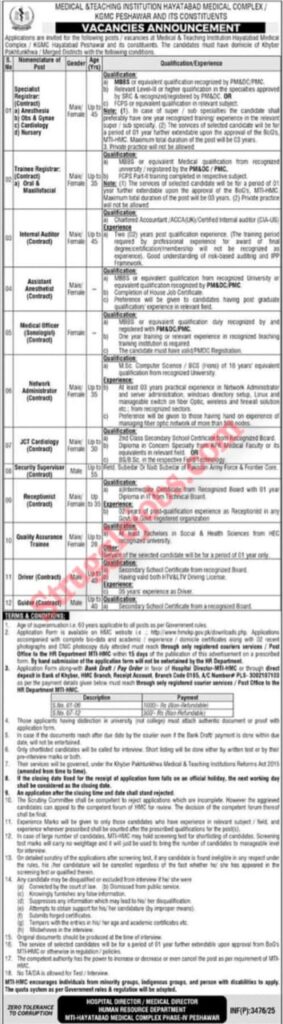 Jobs at Hayatabad Medical Complex 2025 in Peshawar