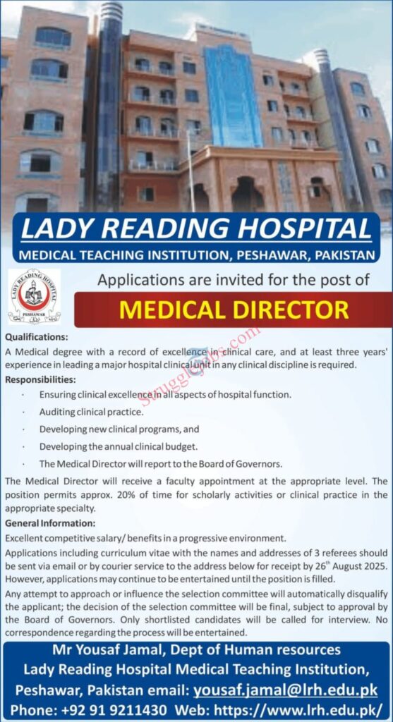 Medical Director Jobs in LRH Peshawar