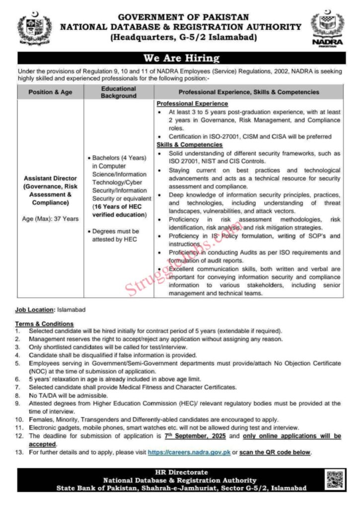 Assistant Director & Deputy Director in NADRA Jobs 2025