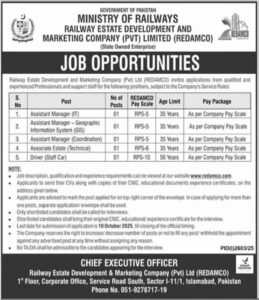 REDAMCO Jobs 2025 Ministry of Railways Pakistan Latest Vacancies