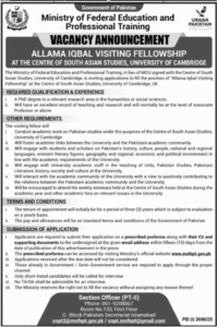Allama Iqbal Visiting Fellowship Jobs 2025 at University of Cambridge