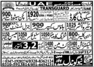 UAE Jobs 2025 Security Guards, Housekeepers, Electricians & More