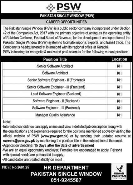 Jobs in PSW 2025 Apply Online for Software & QA