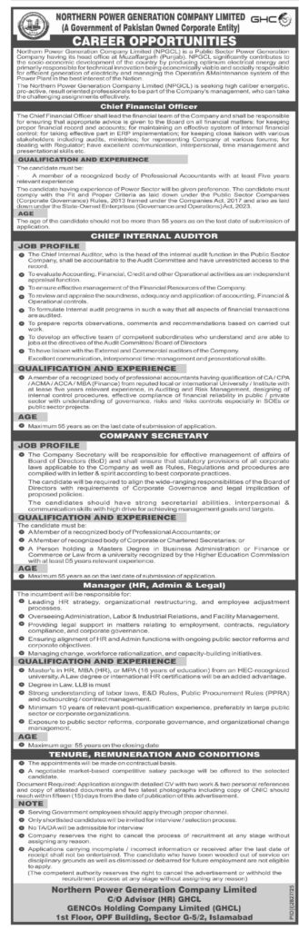 Northern Power Generation Company Limited Jobs 2025