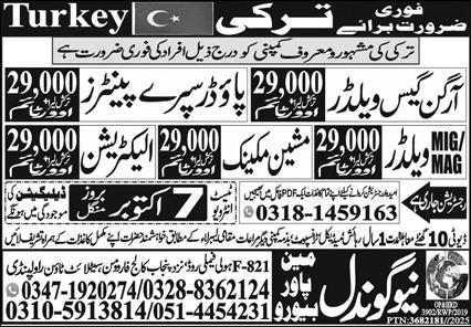 Turkey Jobs 2025 for Pakistanis